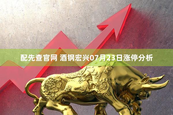 配先查官網(wǎng) 酒鋼宏興07月23日漲停分析