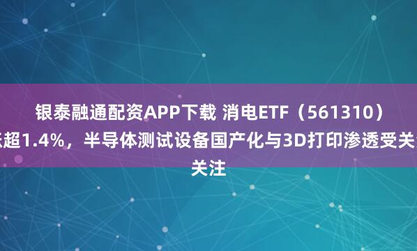 銀泰融通配資APP下載 消電ETF（561310）漲超1.4%，半導(dǎo)體測(cè)試設(shè)備國(guó)產(chǎn)化與3D打印滲透受關(guān)注